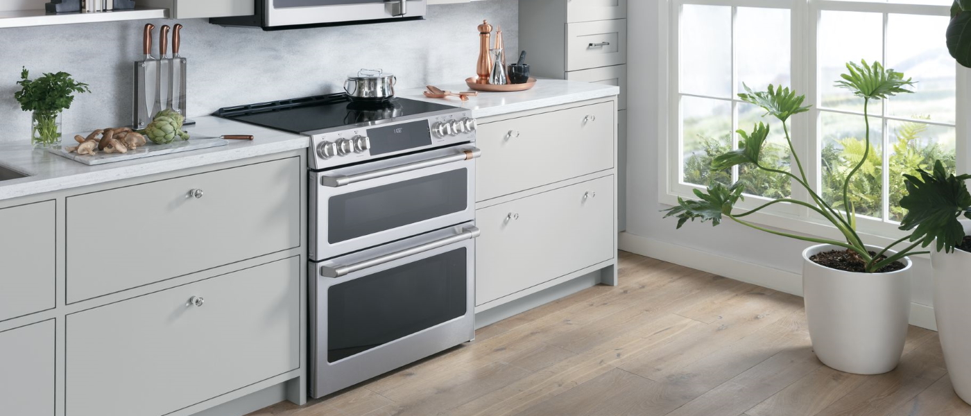 slide in double oven induction range