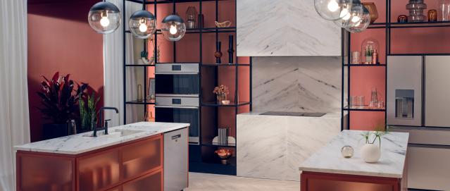 Pink kitchen with Modern Glass appliances