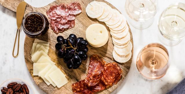 Cheese board with summer wines