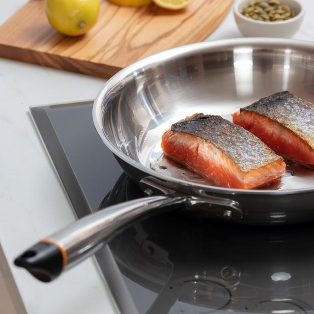 Hestan Cue smart pan with salmon
